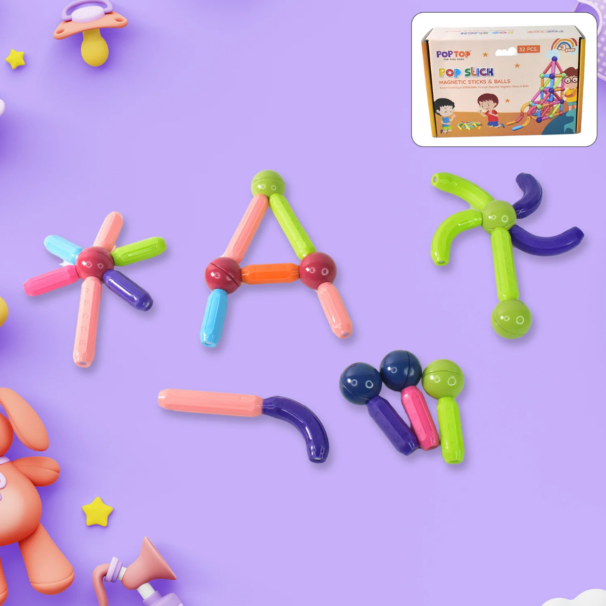 Magnetic Builder Bundle – Triple Set (32+32+90 Pieces)