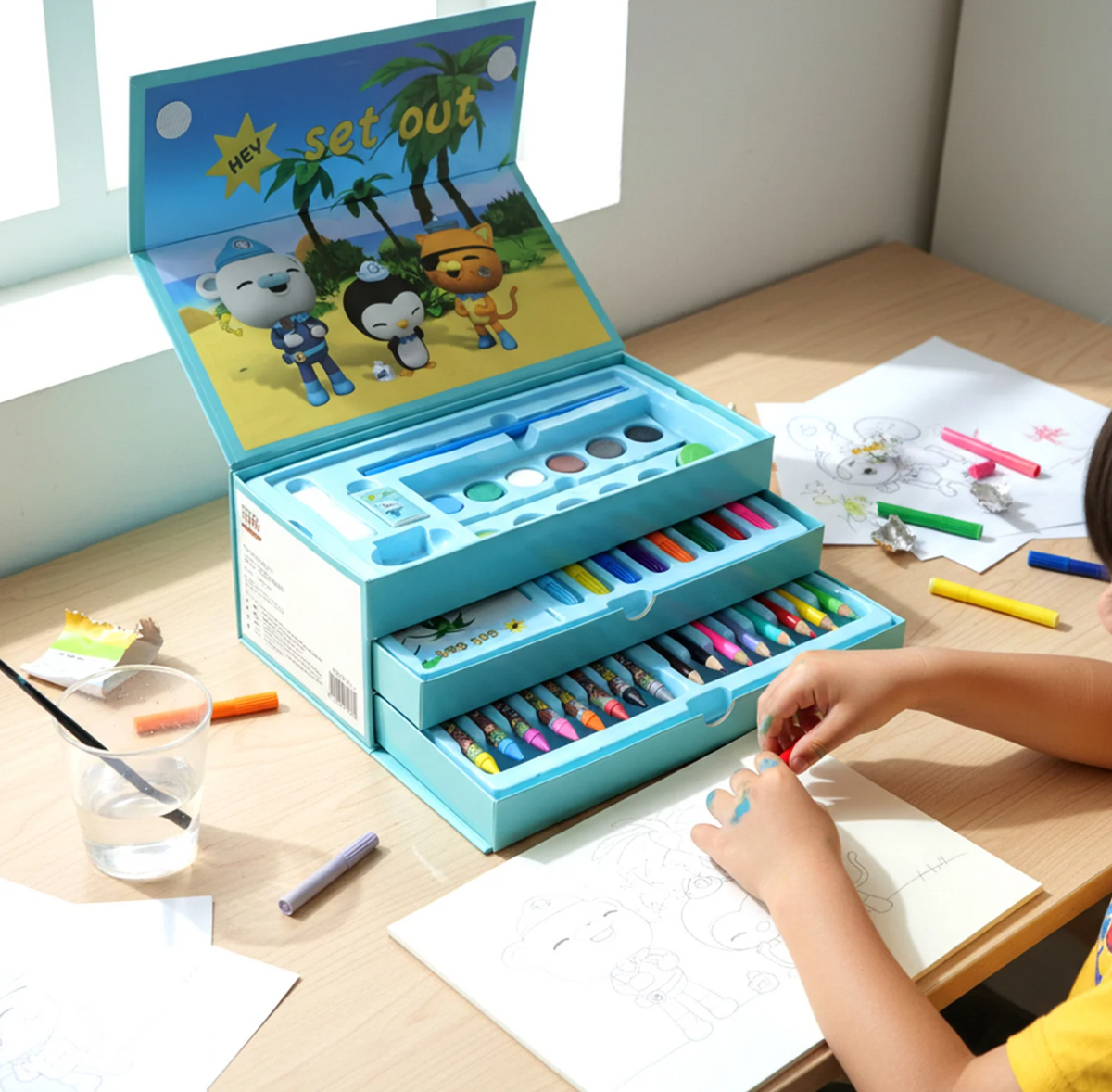 Kids Drawing Kit Box – Complete Cartoon Art Set with Colors