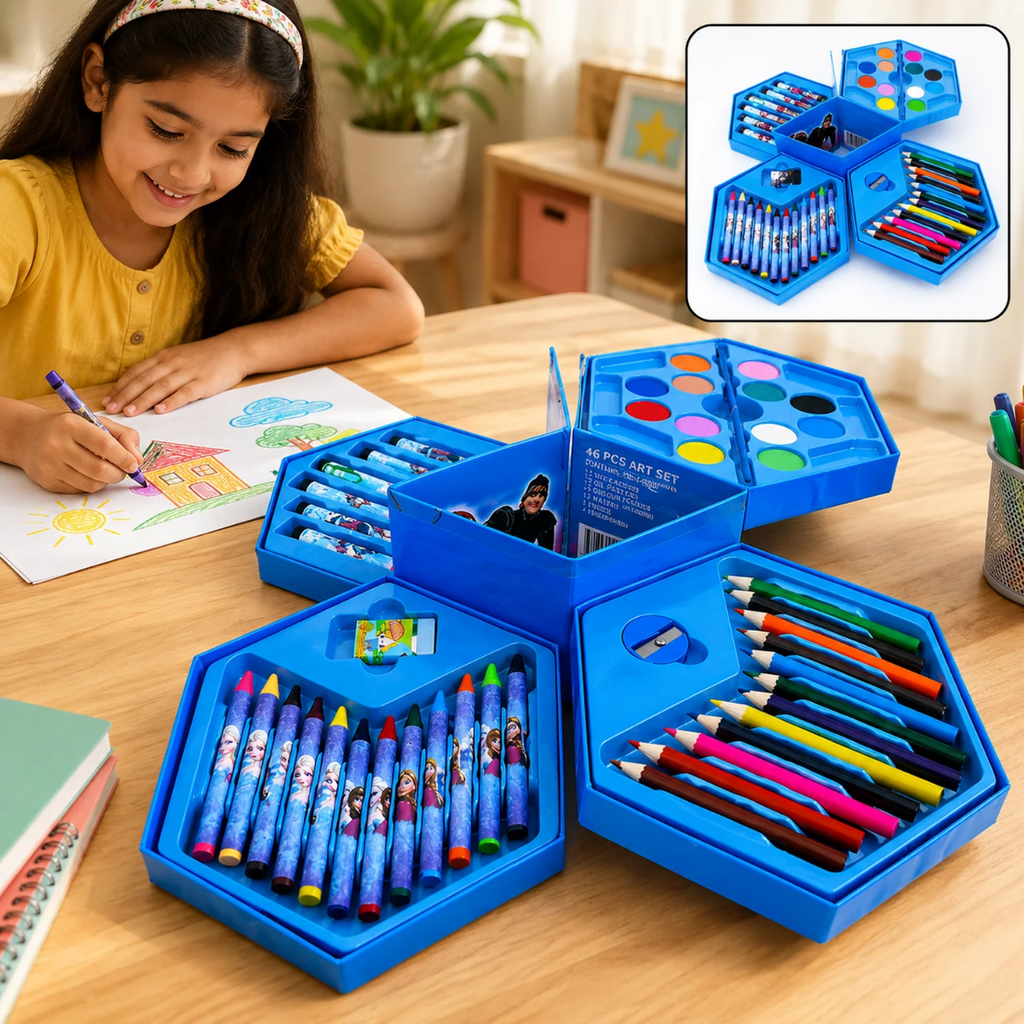 Kids Art Set 46 Pcs – Drawing & Colouring Kit for Young Artists