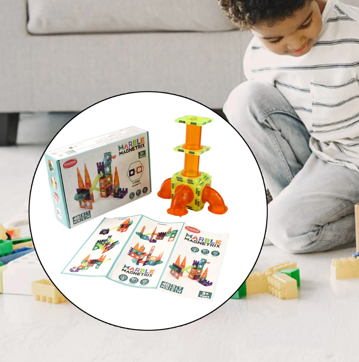 Magnetic Marble Run – 48-Piece STEM Building Set for Kids