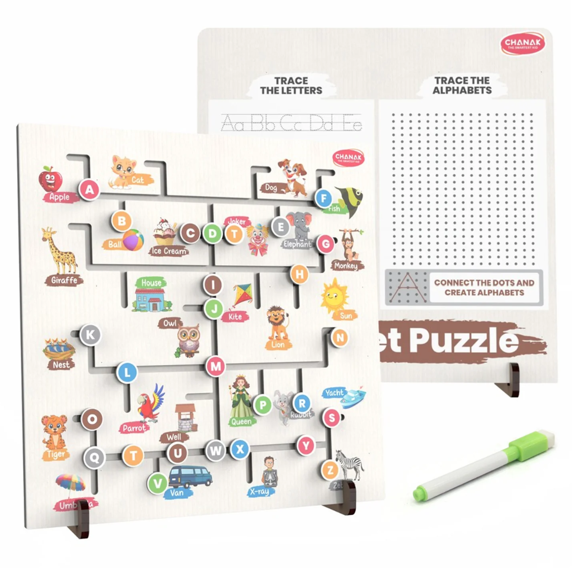 Alphabet Puzzle for Kids – 78-Piece Tracing & Learning Board with Animal Illustrations