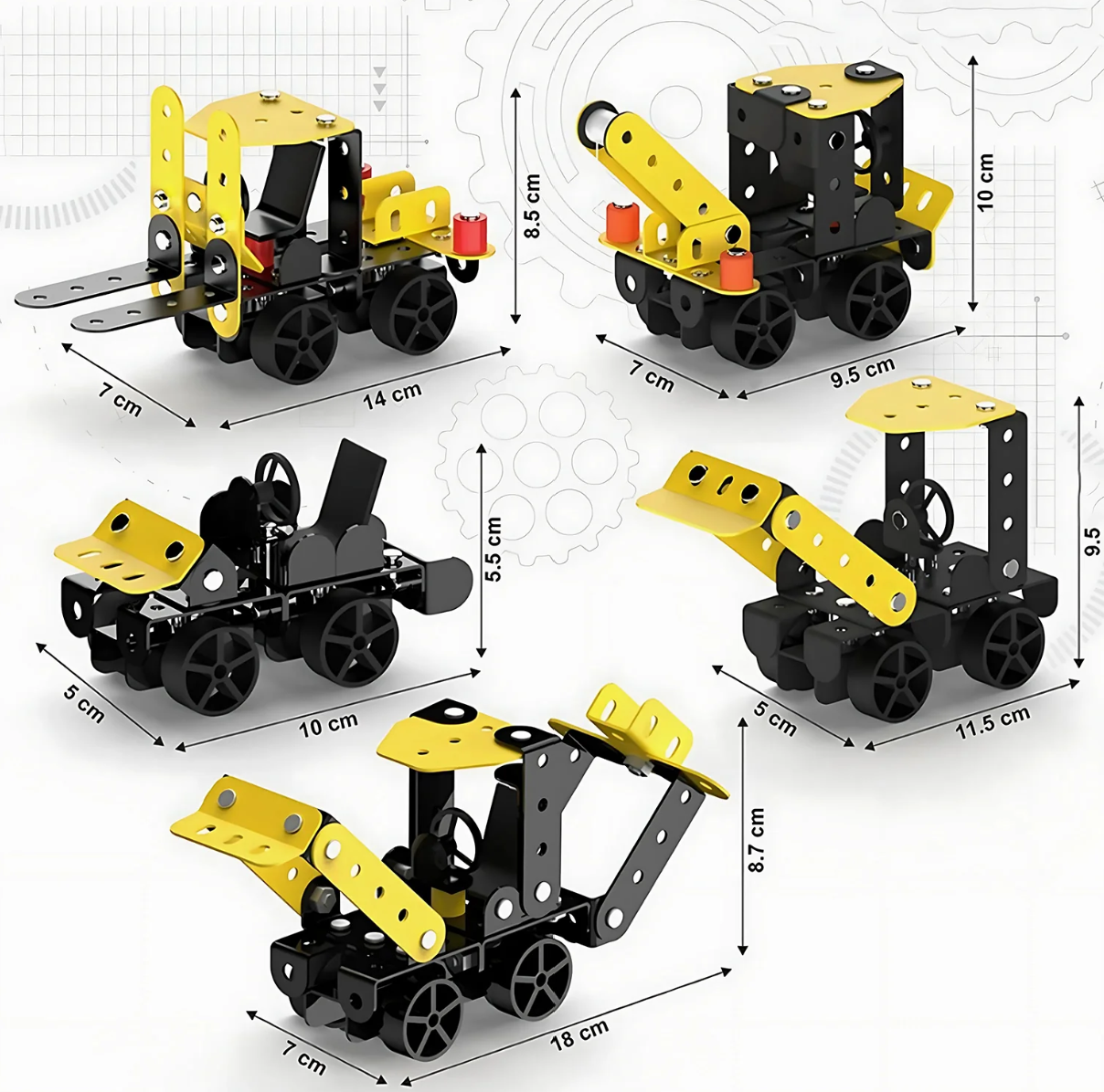 5-in-1 Mecha Builder DIY Kit – Build Your Own Construction Vehicles (STEM Toy for Kids)