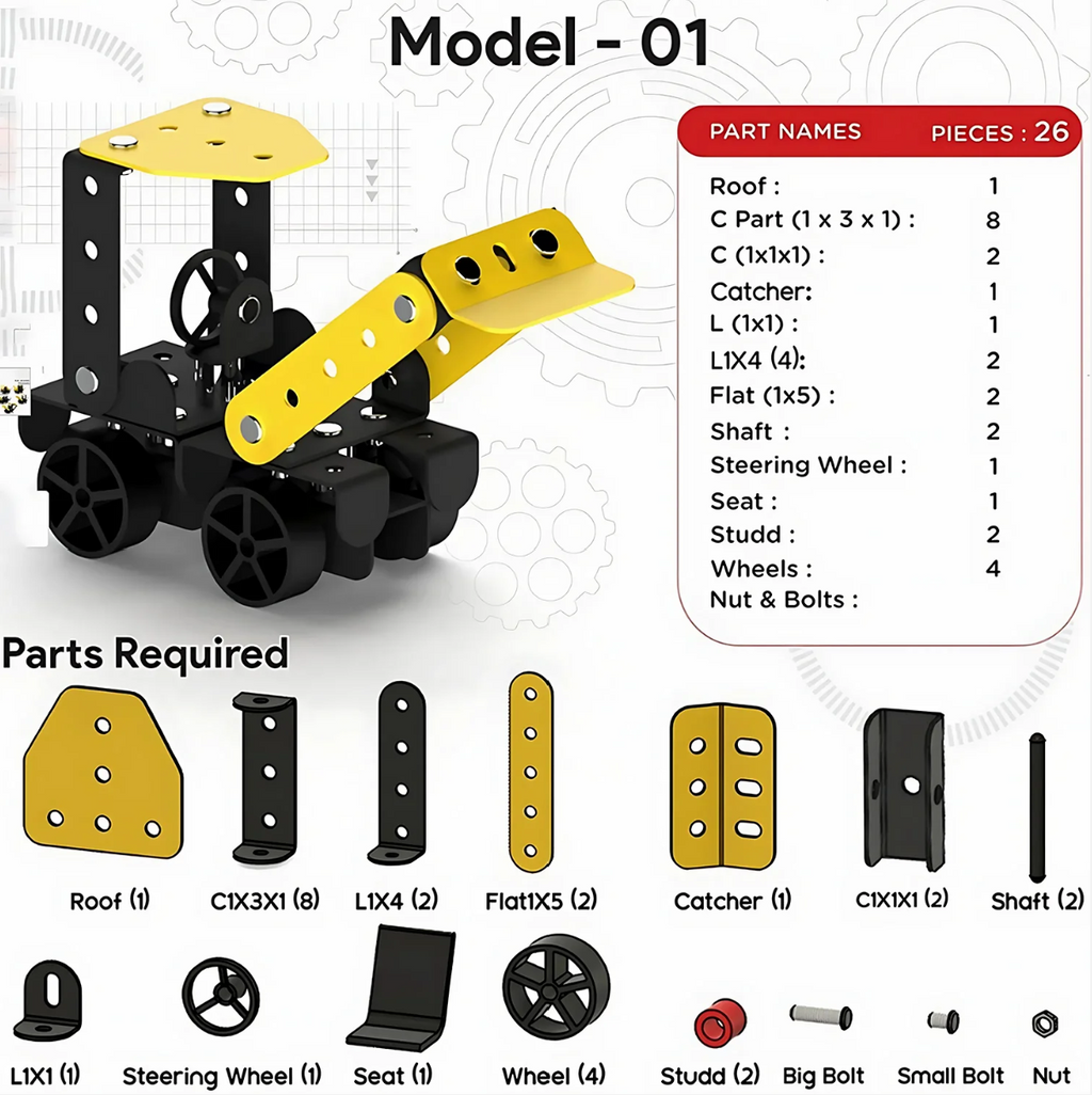 5-in-1 Mecha Builder DIY Kit – Build Your Own Construction Vehicles (STEM Toy for Kids)