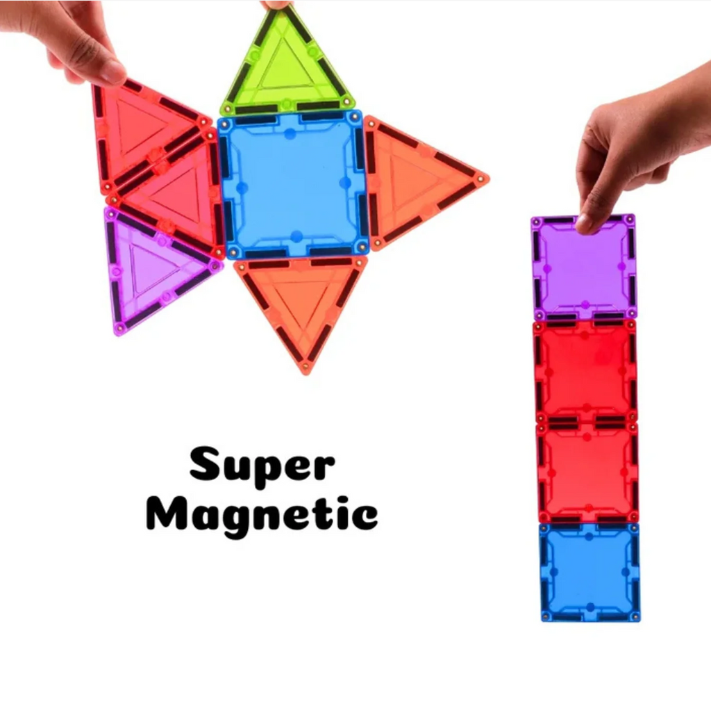 Super magnetic tiles snap together easily