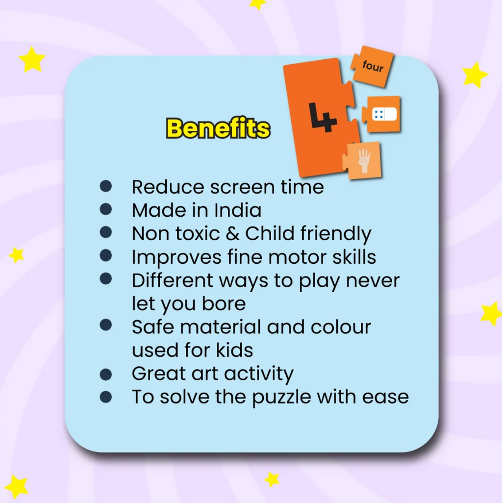 Numbers & Counting Puzzle benefits - screen time, Made in India, non-toxic, fine motor skills