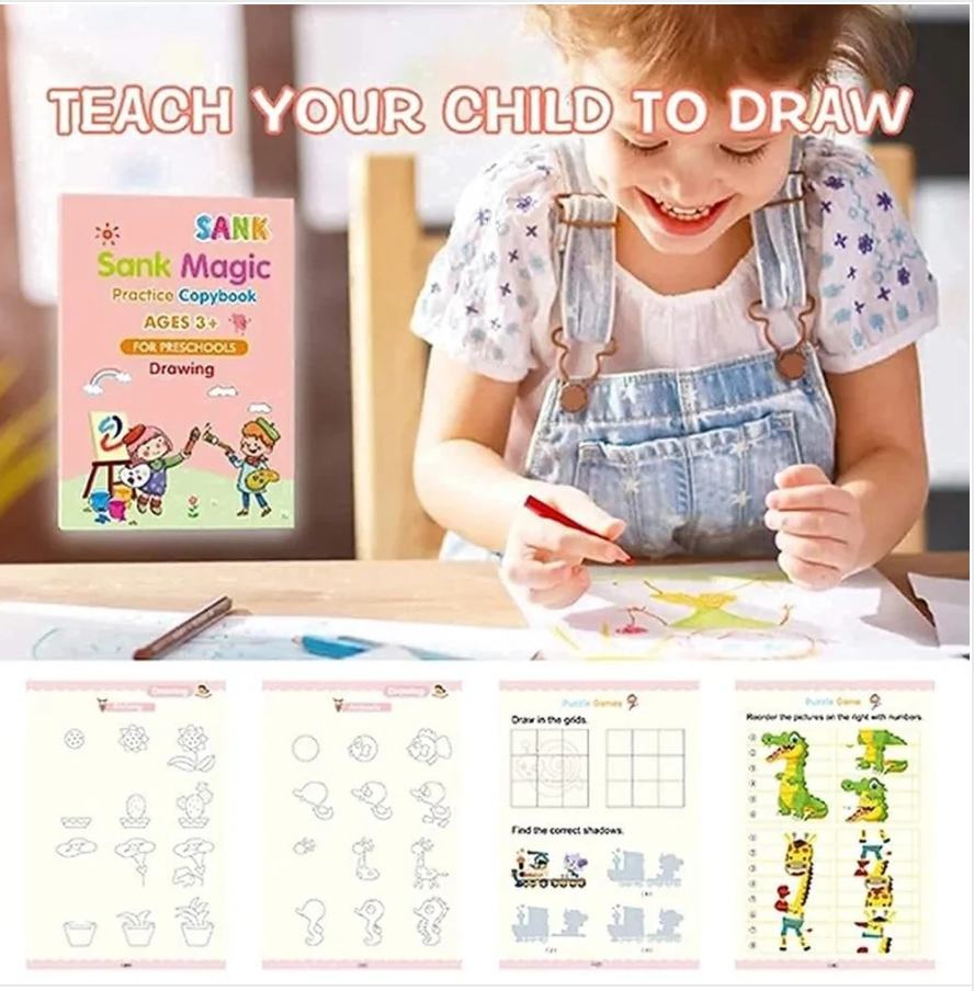 Sank Magic Copybook – Make Your Child's First Writing Experience Magical (Free Painting Book Included!)